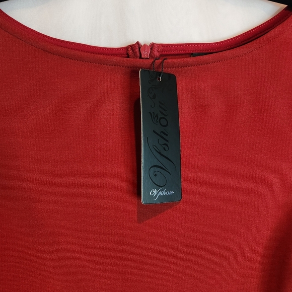 VFSHOW NWT XS RED FITTED MERMAID DRESS Midi, Short sleeved hidden zipper - Picture 6 of 7